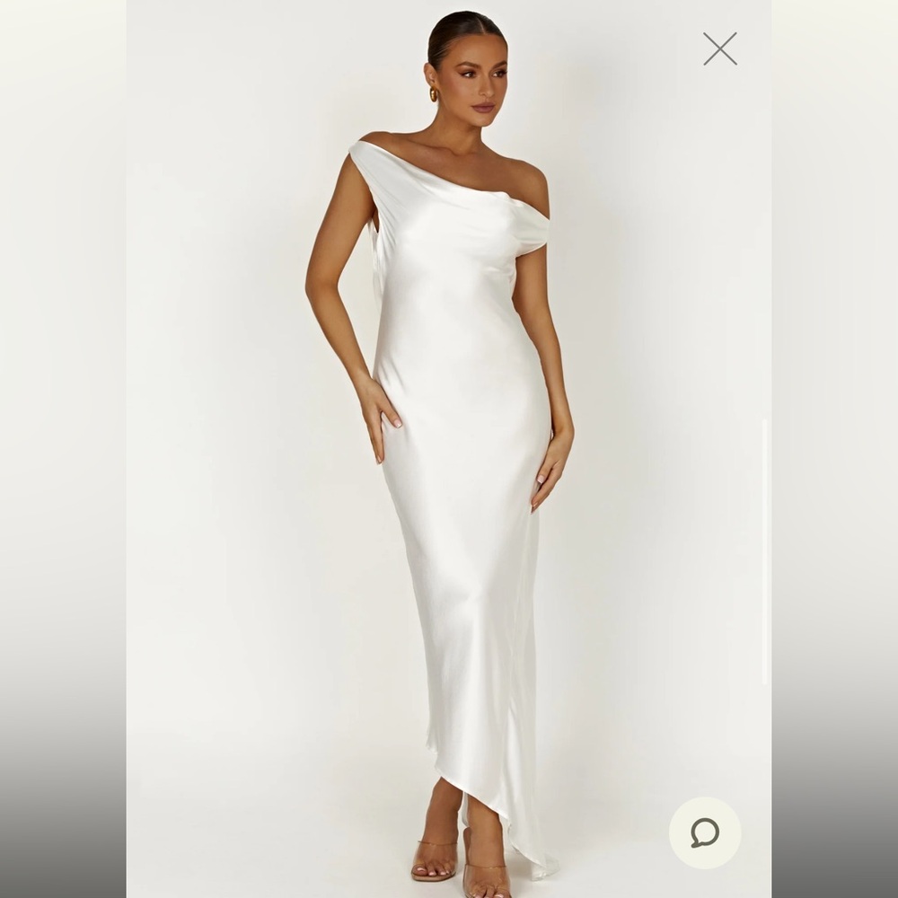 Meshki Yvette
Slip Maxi Dress With Asymmetrical Hem - White